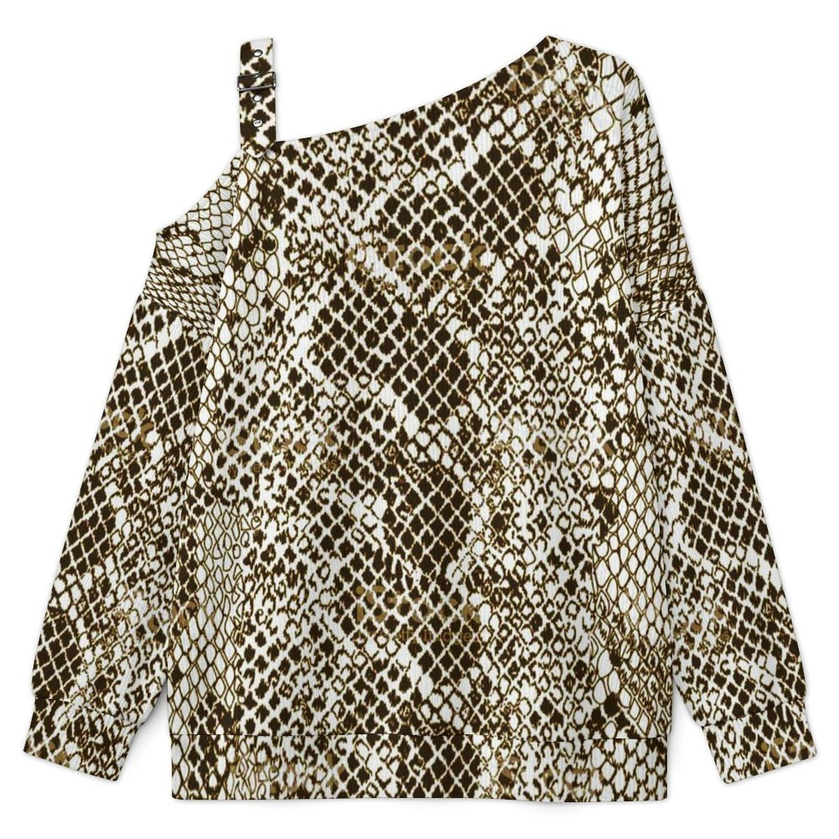 Long Sleeve Relaxed-Fit Solid Pullover Snake Skin