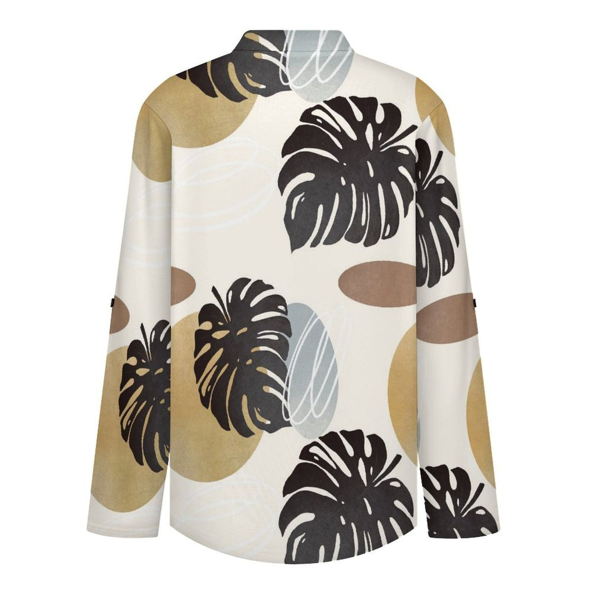 Stand-up Collar Long-sleeved Shirt Morandi Color Plant  Customization Women’s V-Neck Blouses,long Sleeve,Roll-Up Sleeve Shirt