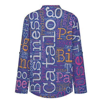 English Newspaper Roll Tab 3/4 Sleeve Notched V Neck Tunic Blouse