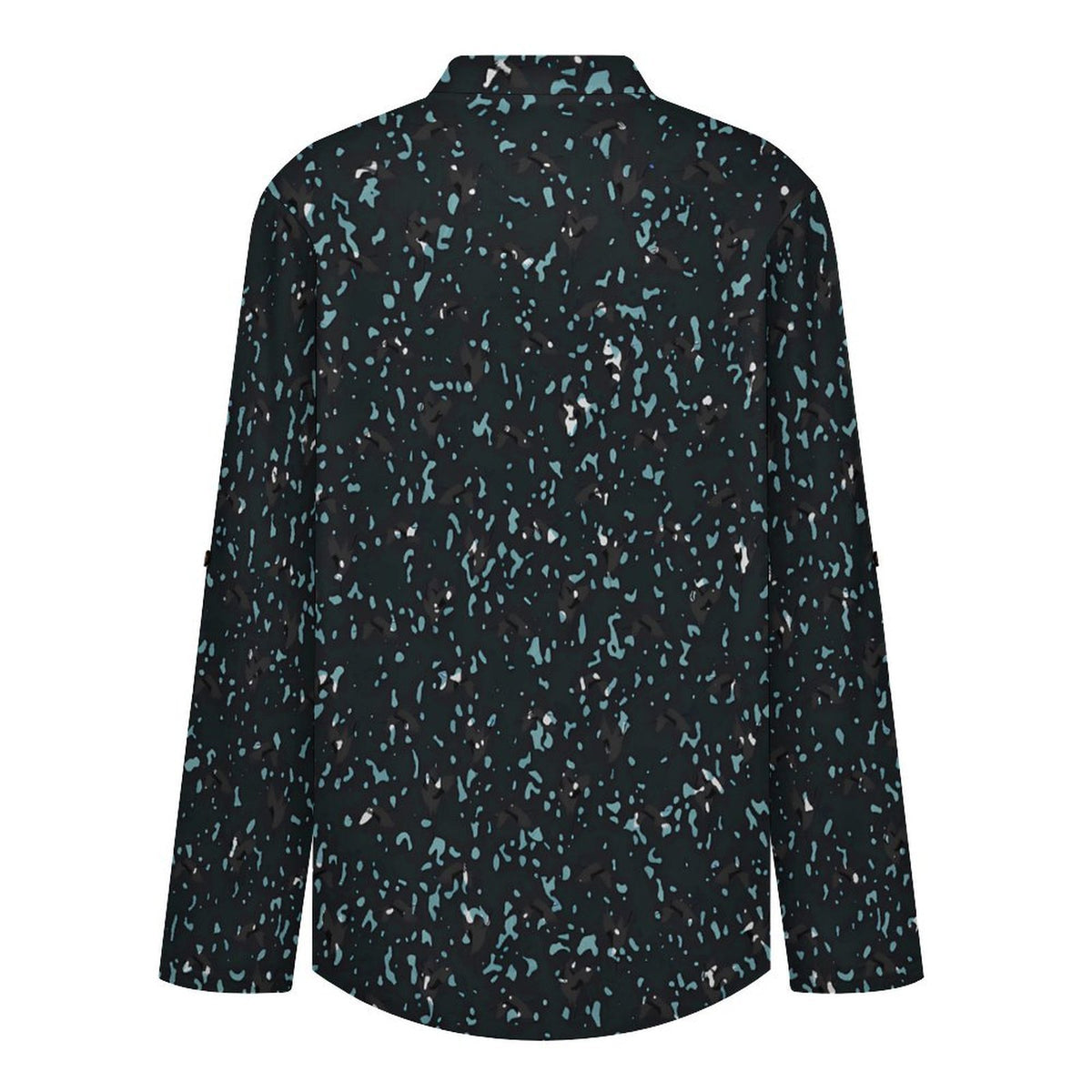 Stand-up Collar Long-sleeved Shirt Plant Bird Leaves  Women’s V-Neck Blouses