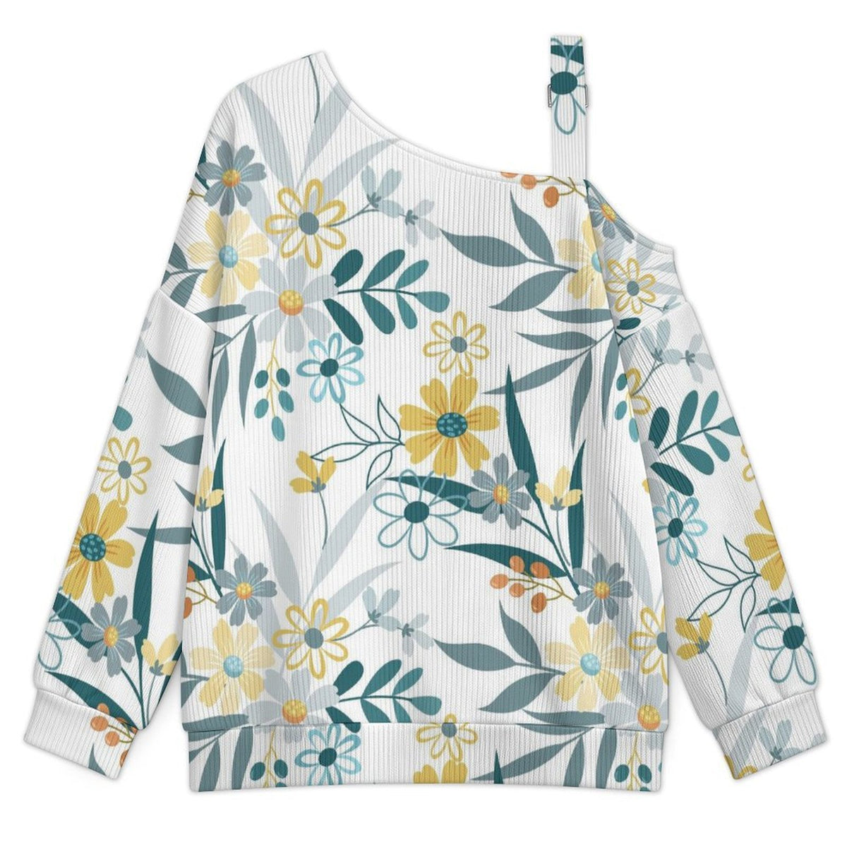 Floral Pattern Women’s Off-Shoulder Knit Sweater