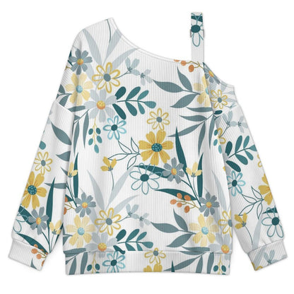 Floral Pattern Women’s Off-Shoulder Knit Sweater
