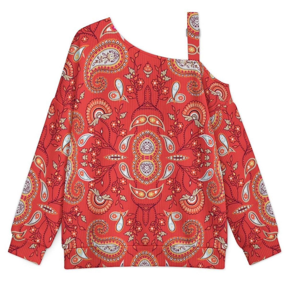 Women’s Off-Shoulder Knit Sweater Paisley