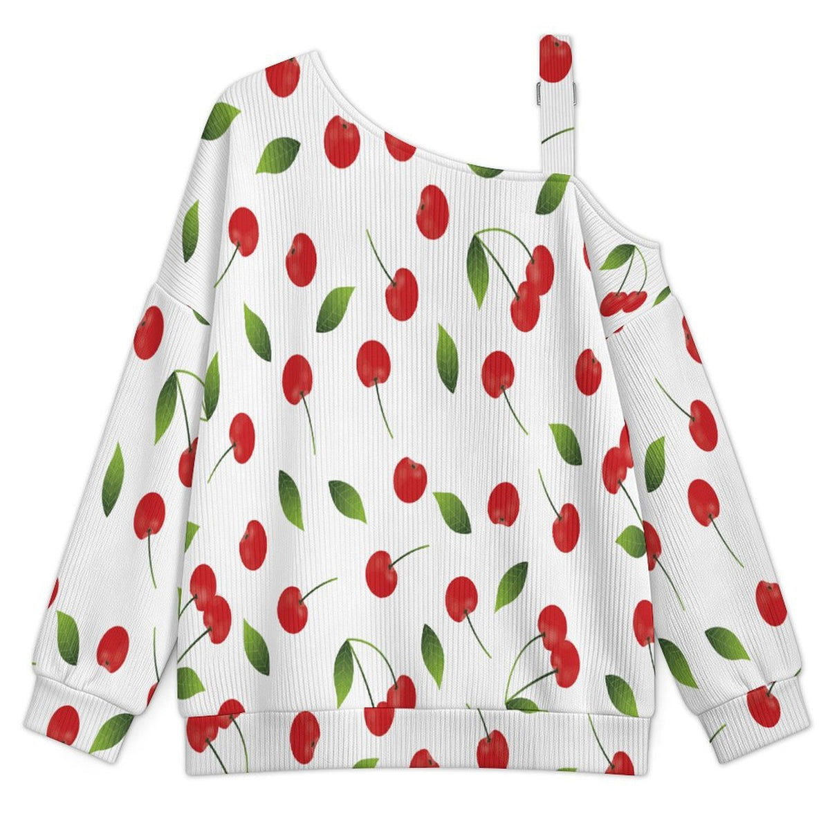 Off-the-shoulder SweaterCherry, Fruit, Background Women’s Off-Shoulder Knit Sweater
