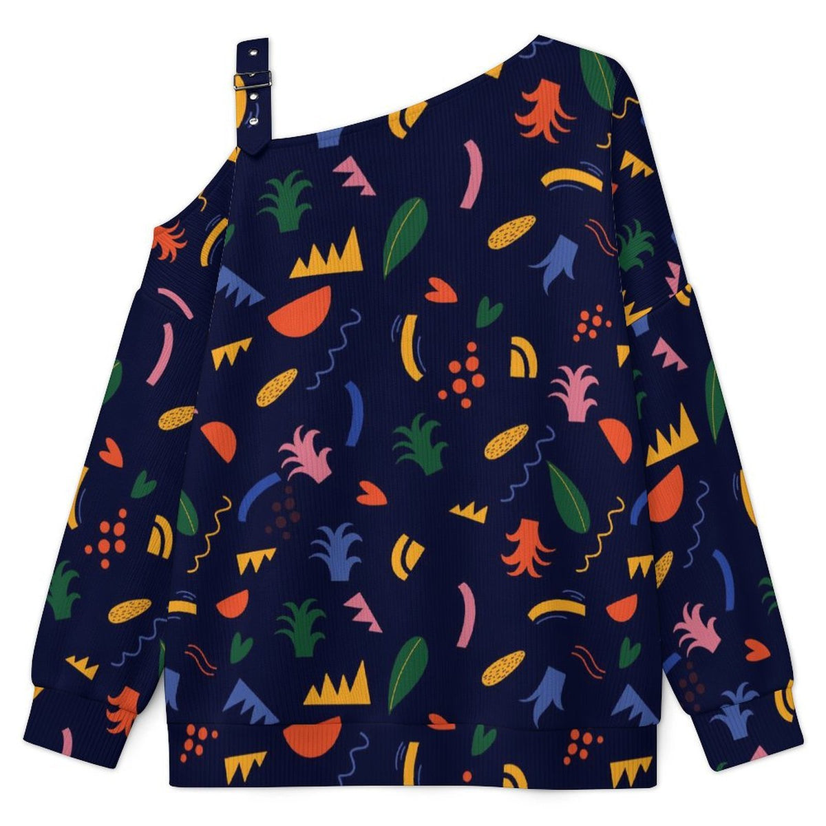 Women’s Off-Shoulder Knit Sweater Mexico Pattern