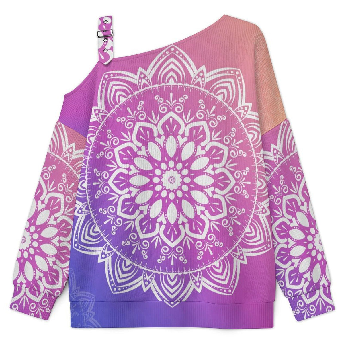 Off-the-shoulder SweaterRetro Pattern Women’s Off-Shoulder Knit Sweater