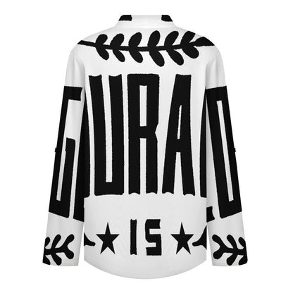 Stand-up Collar Long-sleeved Shirt 1990, Retro Font Design,courage  Customization Women’s V-Neck Blouses,long Sleeve,Roll-Up Sleeve Shirt