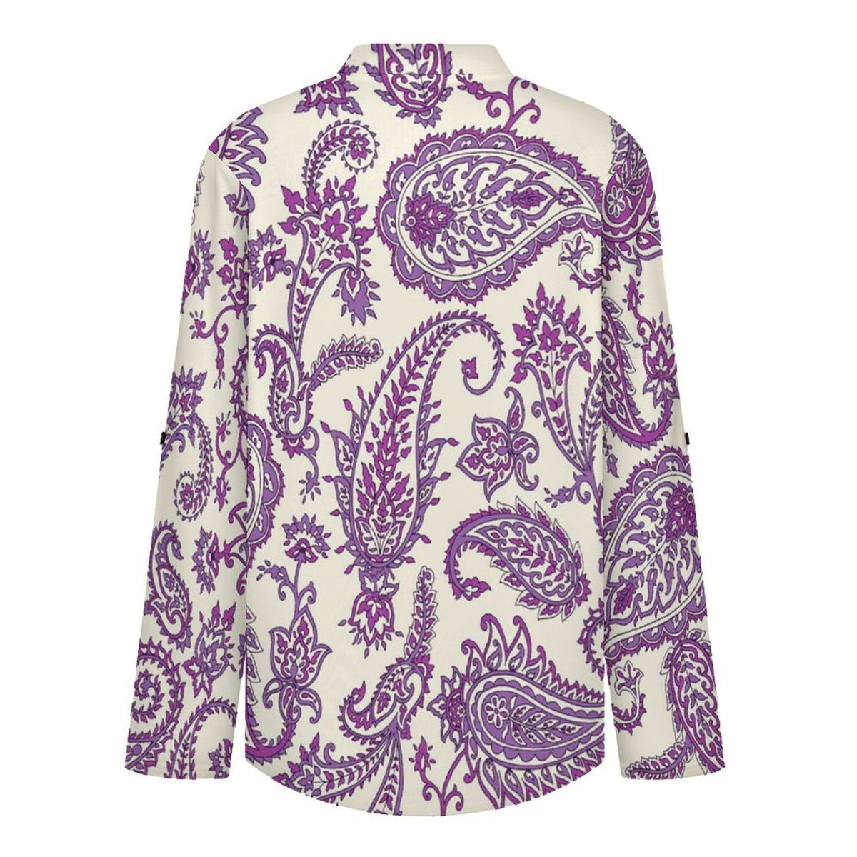 Stand-up Collar Long-sleeved Shirt Paisley  Customization Women’s V-Neck Blouses,long Sleeve,Roll-Up Sleeve Shirt