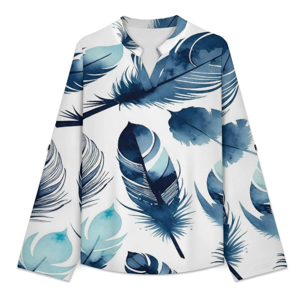 Stand-up Collar Long-sleeved Shirt 全幅定制  Customization Women’s V-Neck Blouses
