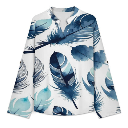 Stand-up Collar Long-sleeved Shirt 全幅定制  Customization Women’s V-Neck Blouses