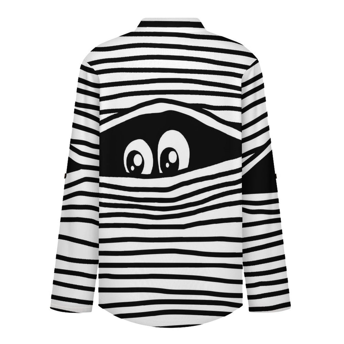 Stand-up Collar Long-sleeved Shirt Line Eye Peek  Customization Women’s V-Neck Blouses,long Sleeve,Roll-Up Sleeve Shirt