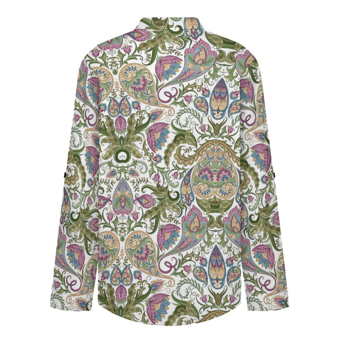 Paisley  Versatile Notched V-Neck Tunic | Roll Tab 3/4 Sleeve Office Casual Top