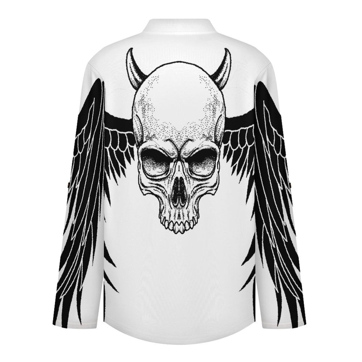 Stand-up Collar Long-sleeved Shirt Skull T-shirt  Customization Women’s V-Neck Blouses,long Sleeve,Roll-Up Sleeve Shirt