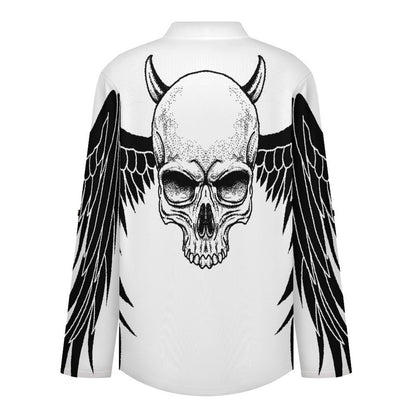 Stand-up Collar Long-sleeved Shirt Skull T-shirt  Customization Women’s V-Neck Blouses,long Sleeve,Roll-Up Sleeve Shirt