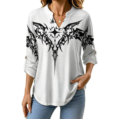 Stand-up Collar Long-sleeved Shirt Customized Women’s V-Neck Blouses