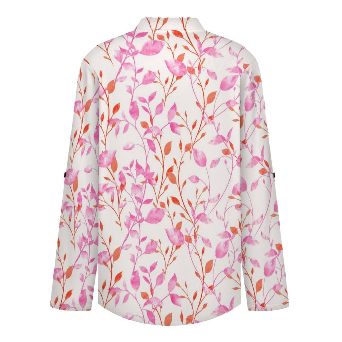 Flower  Versatile Notched V-Neck Tunic | Roll Tab 3/4 Sleeve Office Casual Top