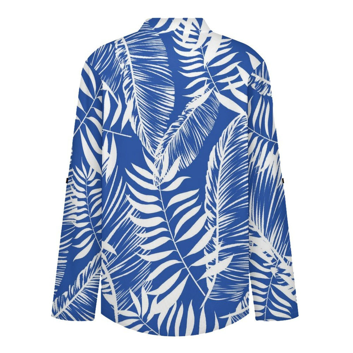 Summer-flower-blue-full Print-T-shirt-phone Case Roll Tab 3/4 Sleeve Notched V Neck Tunic Blouse