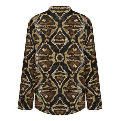 Snakeskin Pattern, Repeating Pattern  Versatile Notched V-Neck Tunic | Roll Tab 3/4 Sleeve Office Casual Top