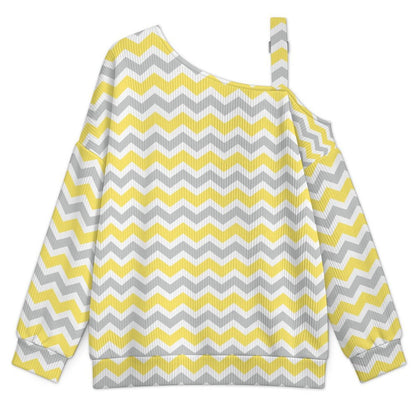 Women’s Off-Shoulder Knit Sweater Digital Paper Stripe