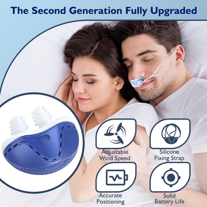Anti Snoring Devices, Double Vortex Anti Snoring Device, Snoring Solution, Adjustable Wind Speed, Suitable for All Nose Shapes, Stop Snoring Suitable for Men and Women, Blue