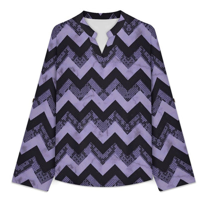 Snakeskin Pattern, Repeating Pattern  Versatile Notched V-Neck Tunic | Roll Tab 3/4 Sleeve Office Casual Top