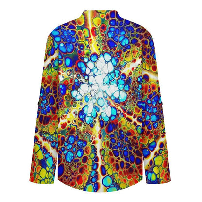 Stand-up Collar Long-sleeved Shirt Pattern  Customization Women’s V-Neck Blouses,long Sleeve,Roll-Up Sleeve Shirt