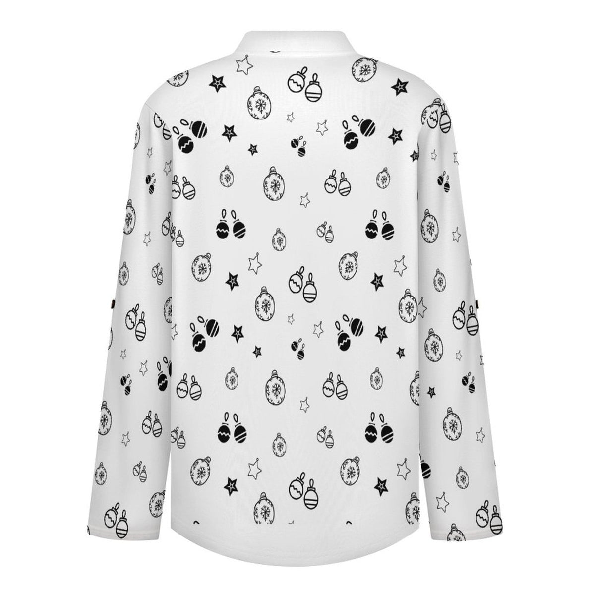 Black And White, Stars, Bells  Versatile Notched V-Neck Tunic | Roll Tab 3/4 Sleeve Office Casual Top