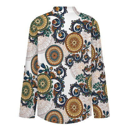 Repeated Patterns Complex Patterns of Wind  Versatile Notched V-Neck Tunic | Roll Tab 3/4 Sleeve Office Casual Top
