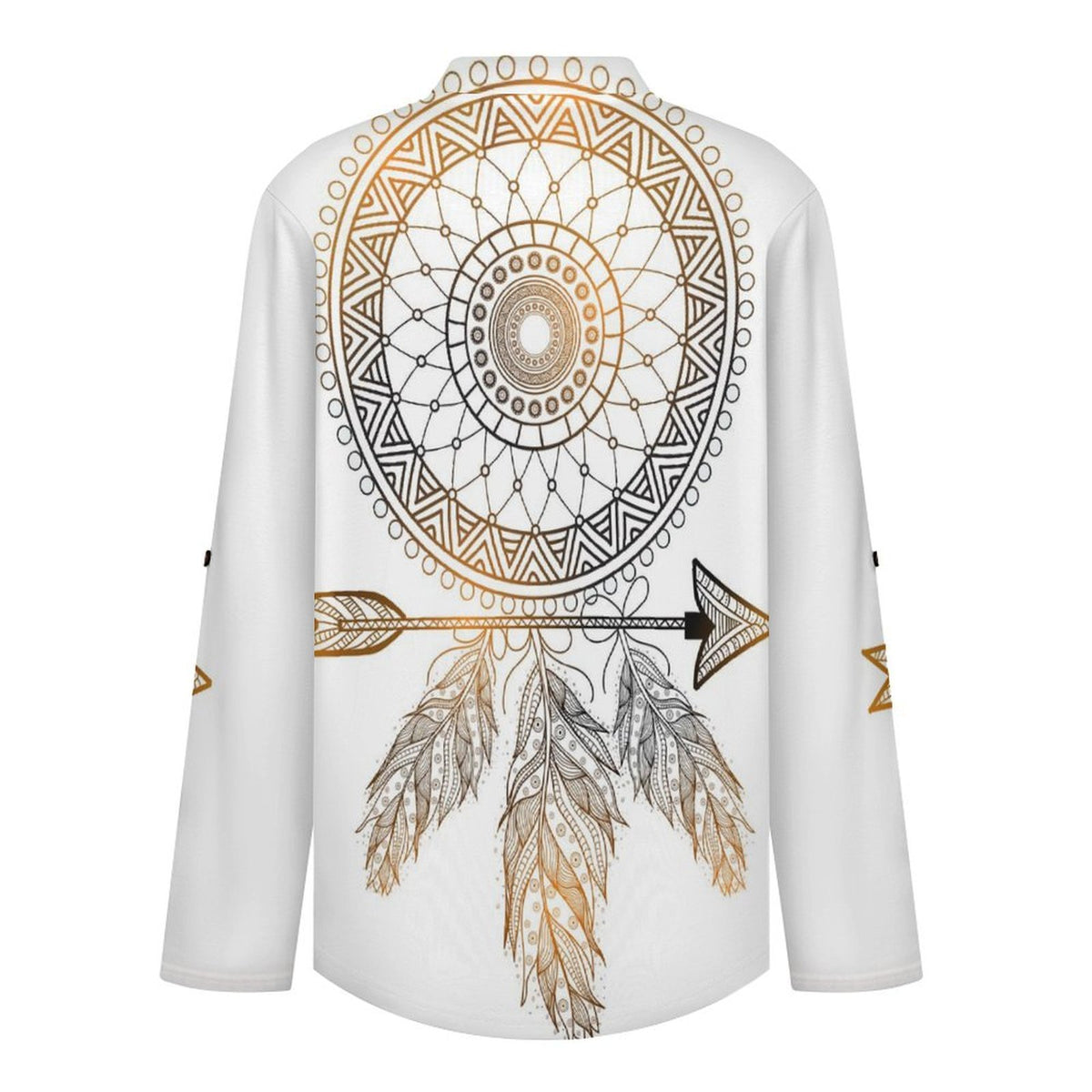 Stand-up Collar Long-sleeved Shirt Feathers  Customization Women’s V-Neck Blouses,long Sleeve,Roll-Up Sleeve Shirt