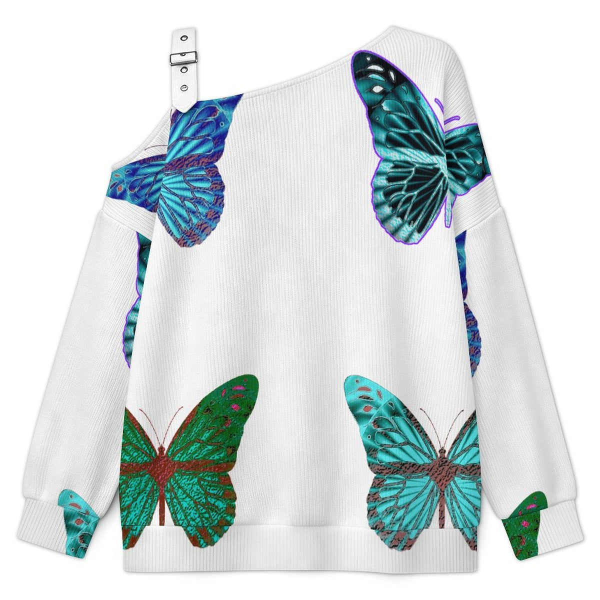 Off-the-shoulder SweaterColored Butterfly Women’s Off-Shoulder Knit Sweater