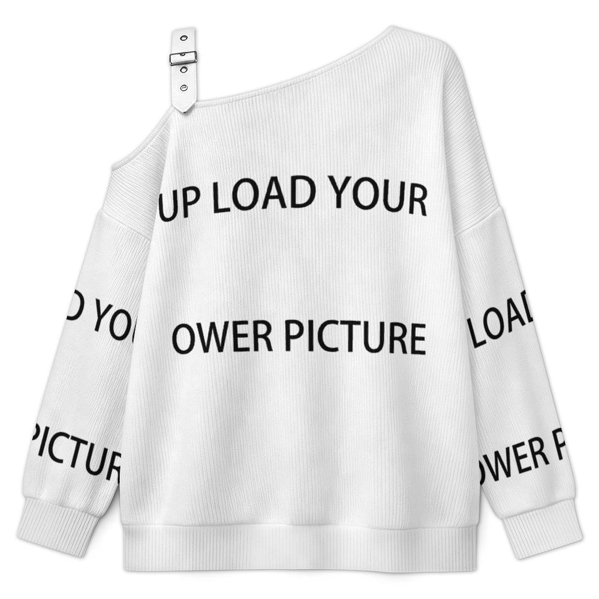 Off-the-shoulder Sweater UPLOAD  Asymmetric Cold Shoulder Knit Sweater for Women, Adjustable Buckle Strap Long Sleeve Casual Slouchy Pullover