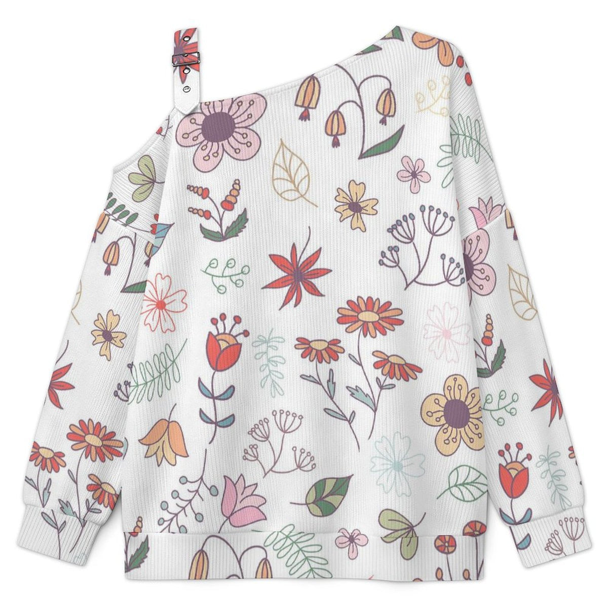 Women’s Off-Shoulder Knit Sweater Flowers