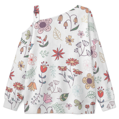 Women’s Off-Shoulder Knit Sweater Flowers