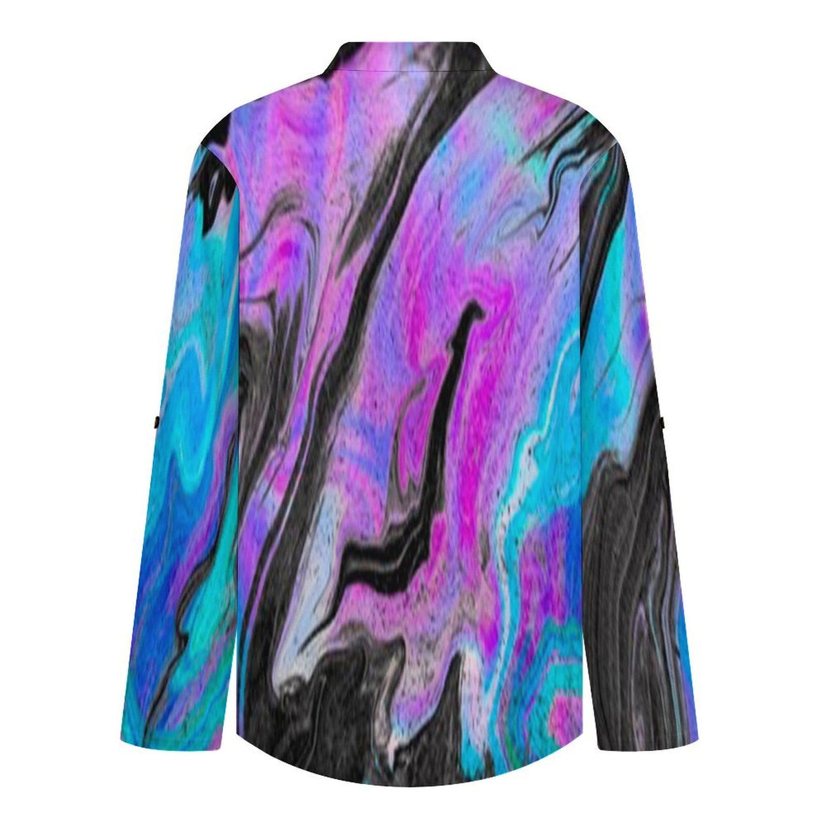 Stand-up Collar Long-sleeved Shirt Flowing Sci-fi Liquid Dazzle white S Women’s V-Neck Blouses
