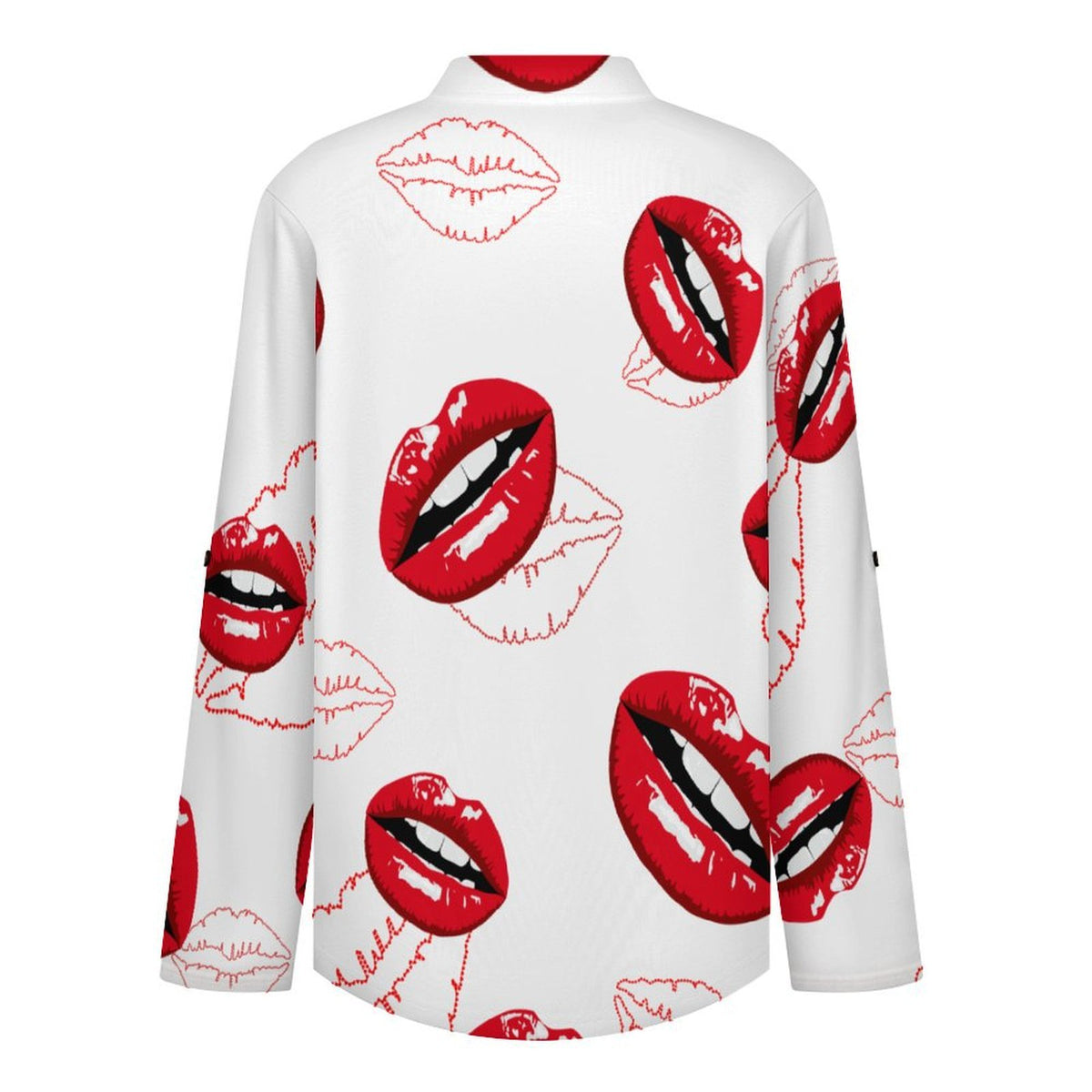 Stand-up Collar Long-sleeved Shirt Red Lips, Sexy, Repeat