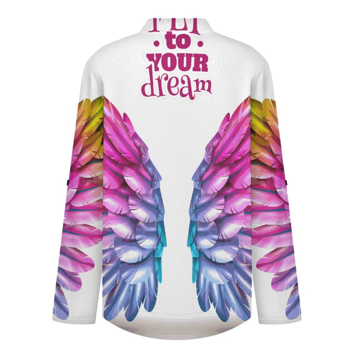 Stand-up Collar Long-sleeved Shirt Fly to Your Dream  Customization Women’s V-Neck Blouses,long Sleeve,Roll-Up Sleeve Shirt