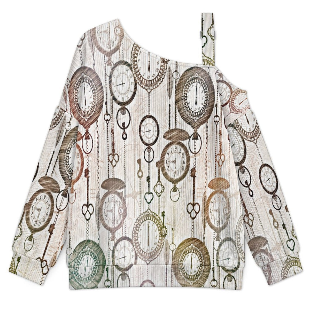 Long Sleeve Relaxed-Fit Solid Pullover Clocks Background