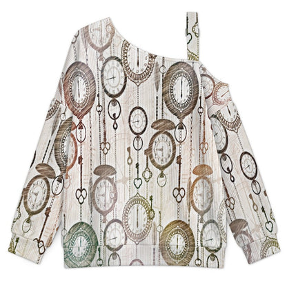 Long Sleeve Relaxed-Fit Solid Pullover Clocks Background