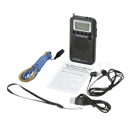 HanRongDa HRD-737 Portable Full Band Radio Aircraft Band Receiver FM/AM/SW/ CB/Air/VHF World Band with LCD Display Alarm Clock