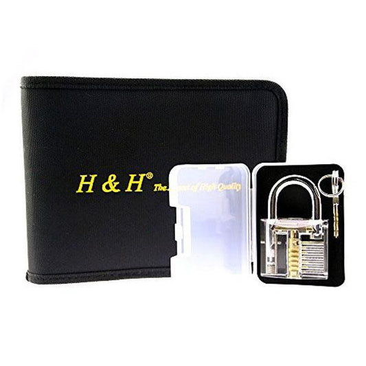 H&H 30 Lock Picks Set Transparent Practice Padlock Bundle