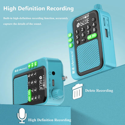 Mini Pocket FM Radio High Sensitivity Digital Radios Receiver Wireless Bluetooth Speaker with LED Display Recording Sleep Timer