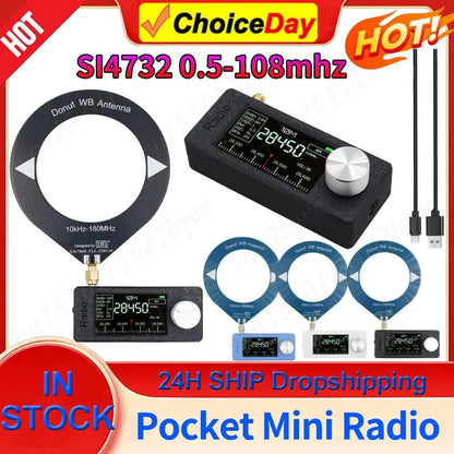 New SI4732 0.5-108mhz Pocket Mini Radio LSB USB AM FM All Band Radio Receiver with Antenna FM/AM Radio HF SW MW VHF Radio