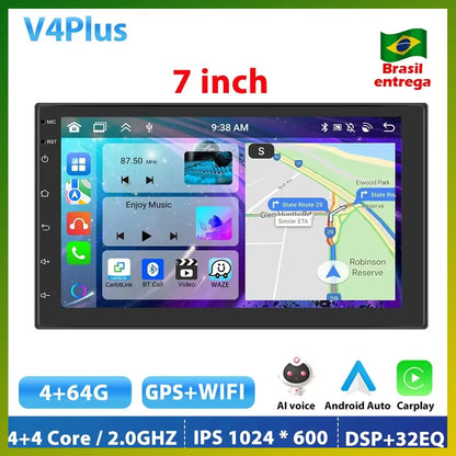 Podofo 8G 256G Car Radio GPS 2 din Android 11 Auto Carplay Universal 7" For Volkswagen Nissan Hyundai Toyota Multimedia Player