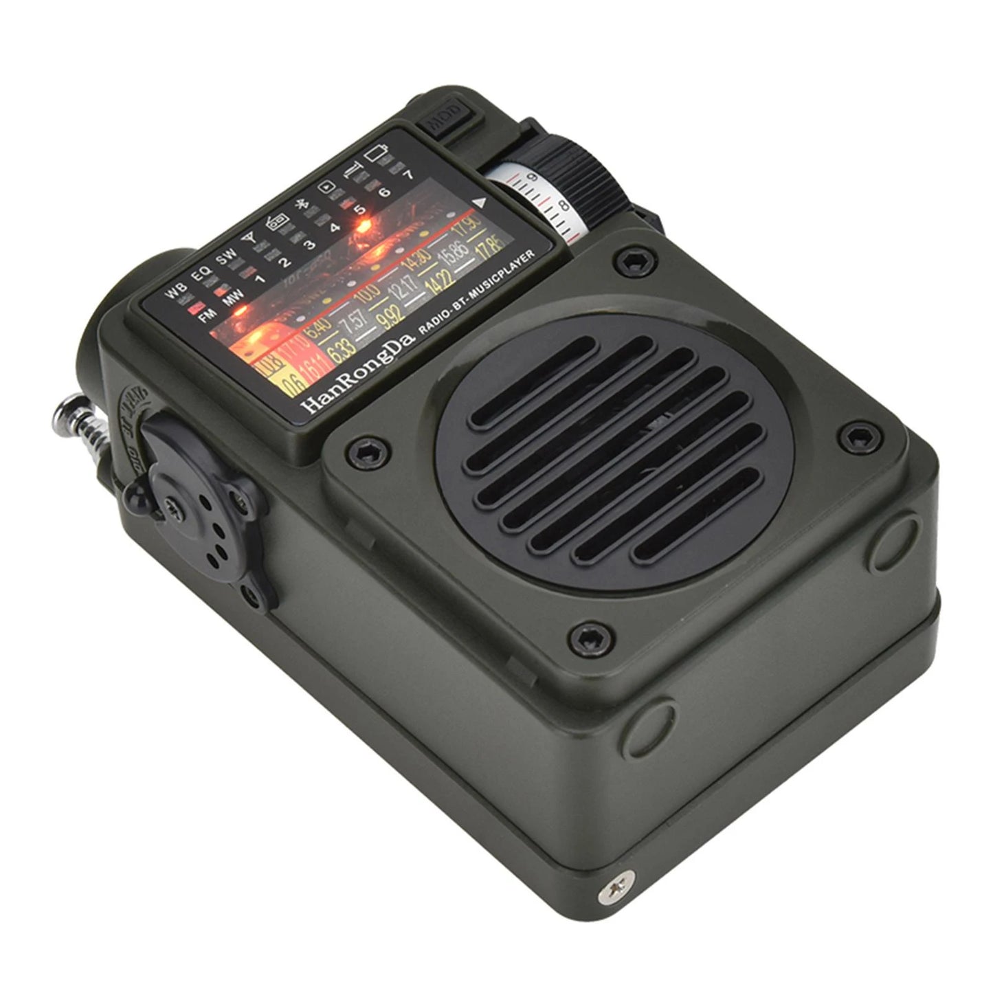 HRD-700 Full Band MW/FM /SW/WB Radio Portable Multimedia Music Player Portable Receive Signal Rechargeable Support Bluetooth TF