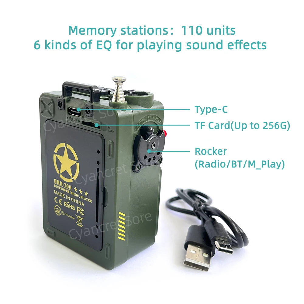 Portable Radio Mini Pocket FM AM MW SW WB Full Band Receiver Music Player Support Bluetooth MP3 Spectrumlight TF-Card Battery