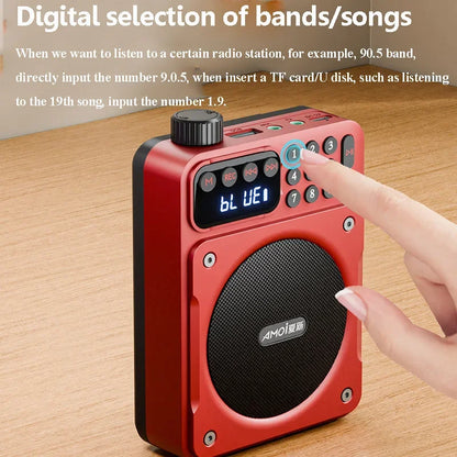 Mini Portable FM Radio Removable Rechargeable Battery Radios Receiver Bluetooth Speaker TF USB Music Player HD Voice Amplifier