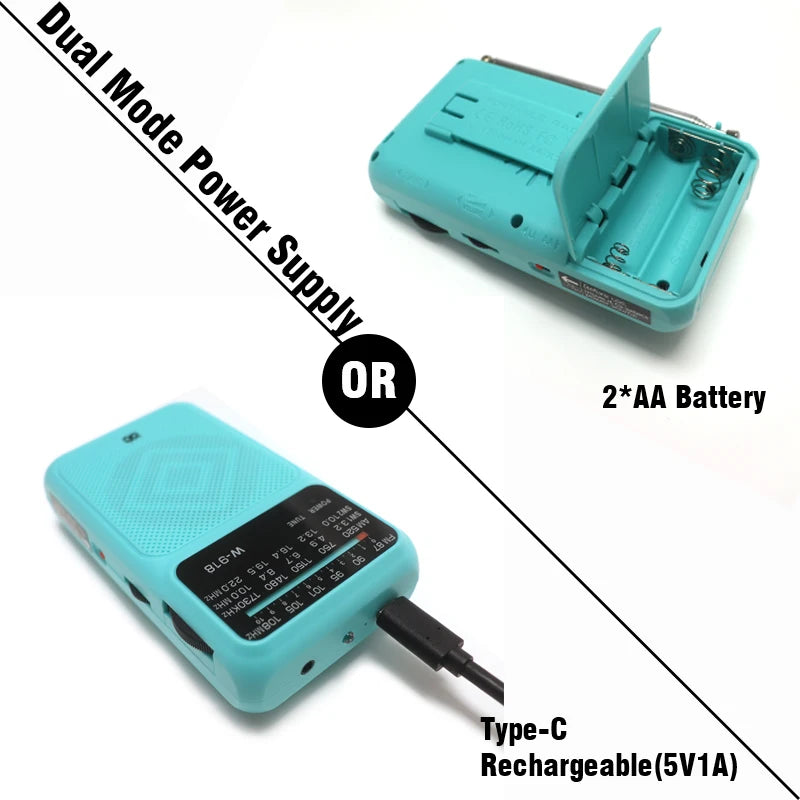 W918 Flashlight Small Full Band FM/AM/SW Emergency Survival Radio Rechargeable Portable Battery Operated Radio