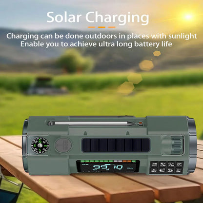New Outdoor Multifunctional Radio FM/MW/SW/VHF/WB,Manual Emergency Generator,LED Flashlight Emergency Charging SOS Alarm,5000mAh