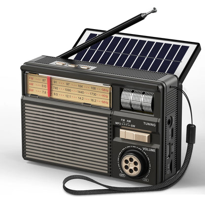 J-02S AM FM SW Radio Dual-Antenna Portable Reception,Solar 1800mAh rechargeable Battery Bluethooth music player for outdoor
