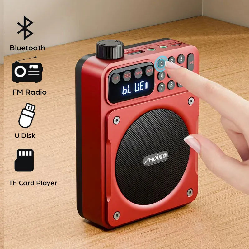 Mini Portable FM Radio Removable Rechargeable Battery Radios Receiver Bluetooth Speaker TF USB Music Player HD Voice Amplifier